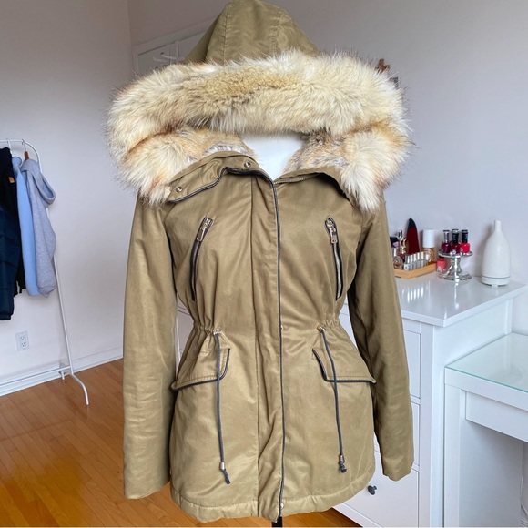 ZARA - Olive Green Faux Fur Lined Parka - Picture 3 of 12